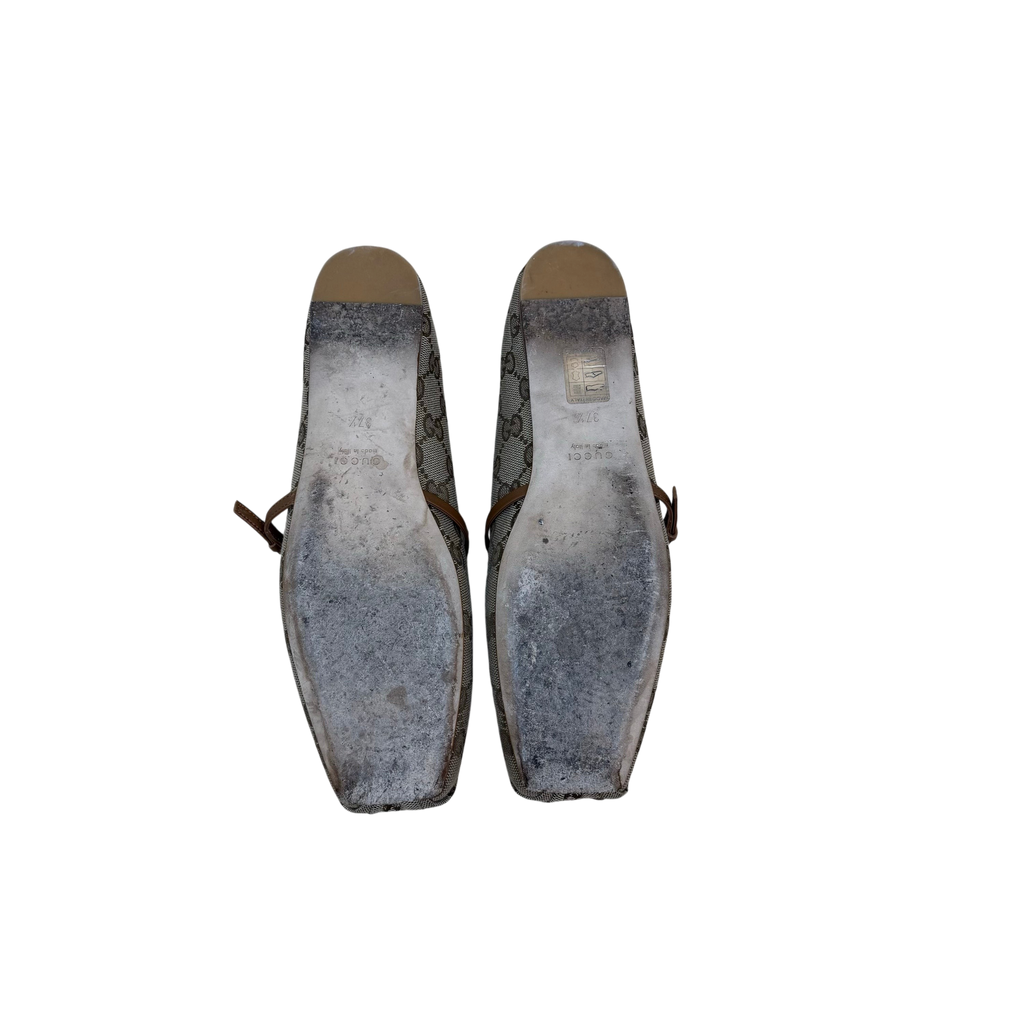 Gucci Horsebit Ballet Flats Beige Monogram (Size EU37.5)