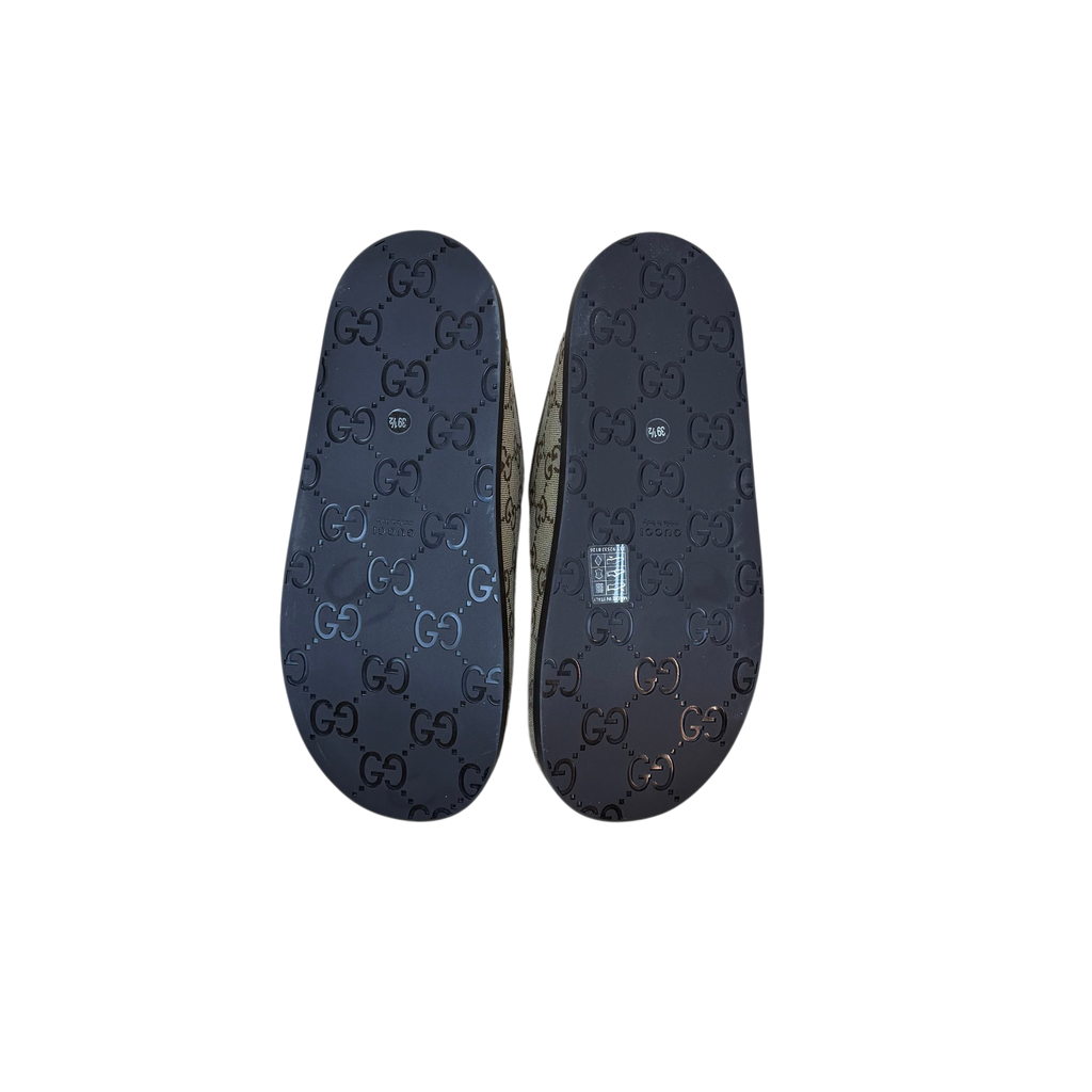 Gucci Horsebit Flat Mules Brown Monogram (Size EU39.5)