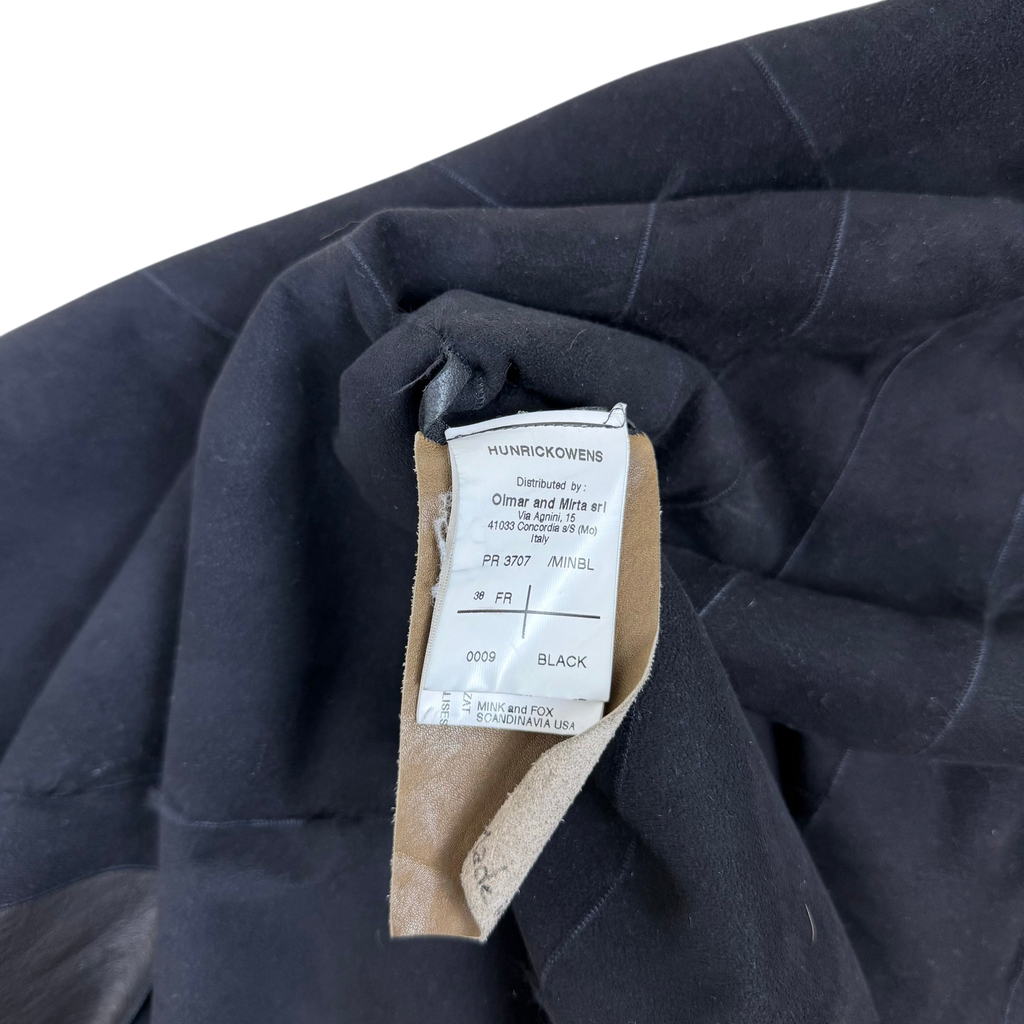 Rick Owens HUN Leather & Mink Fur Jacket Black (Size 38)