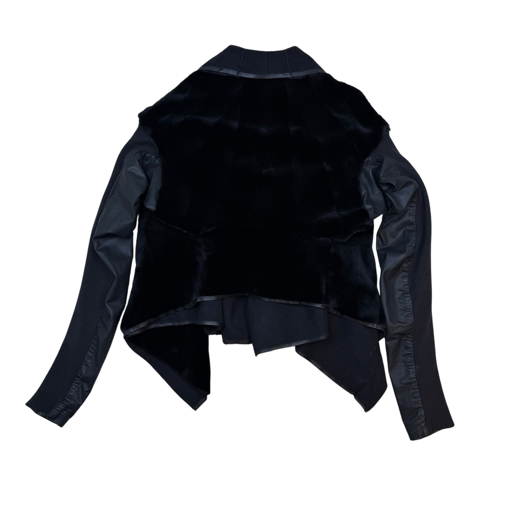 Rick Owens HUN Leather & Mink Fur Jacket Black (Size 38)