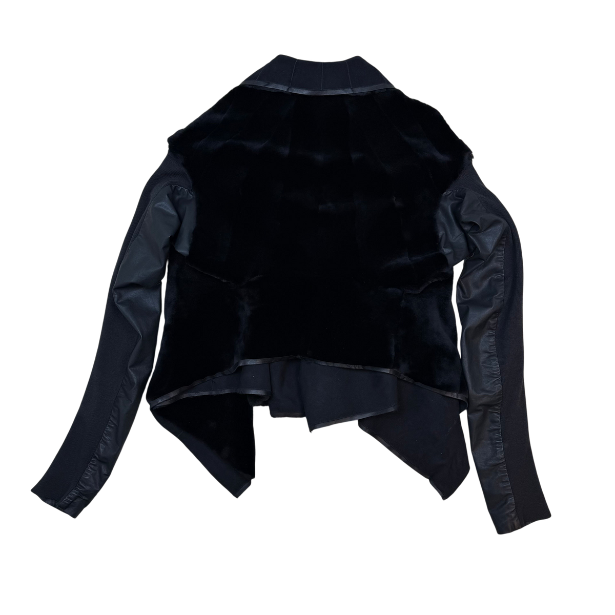 Rick Owens HUN Leather & Mink Fur Jacket Black (Size 38)