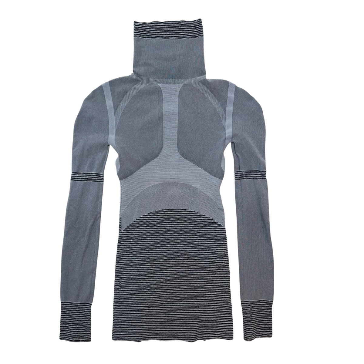 Issey Miyake Homme Plissé Turtleneck Graphic Knit Top Grey (As Is) (One Size)