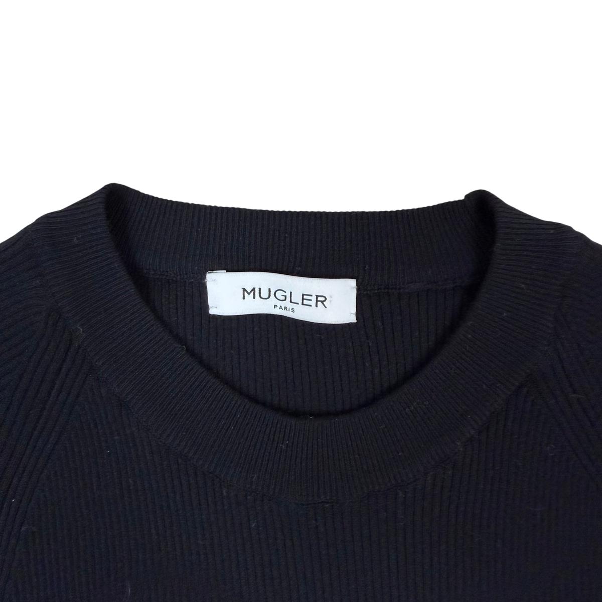 Mugler Vintage Knit Eyelet Detail Maxi Dress Black (Size L)