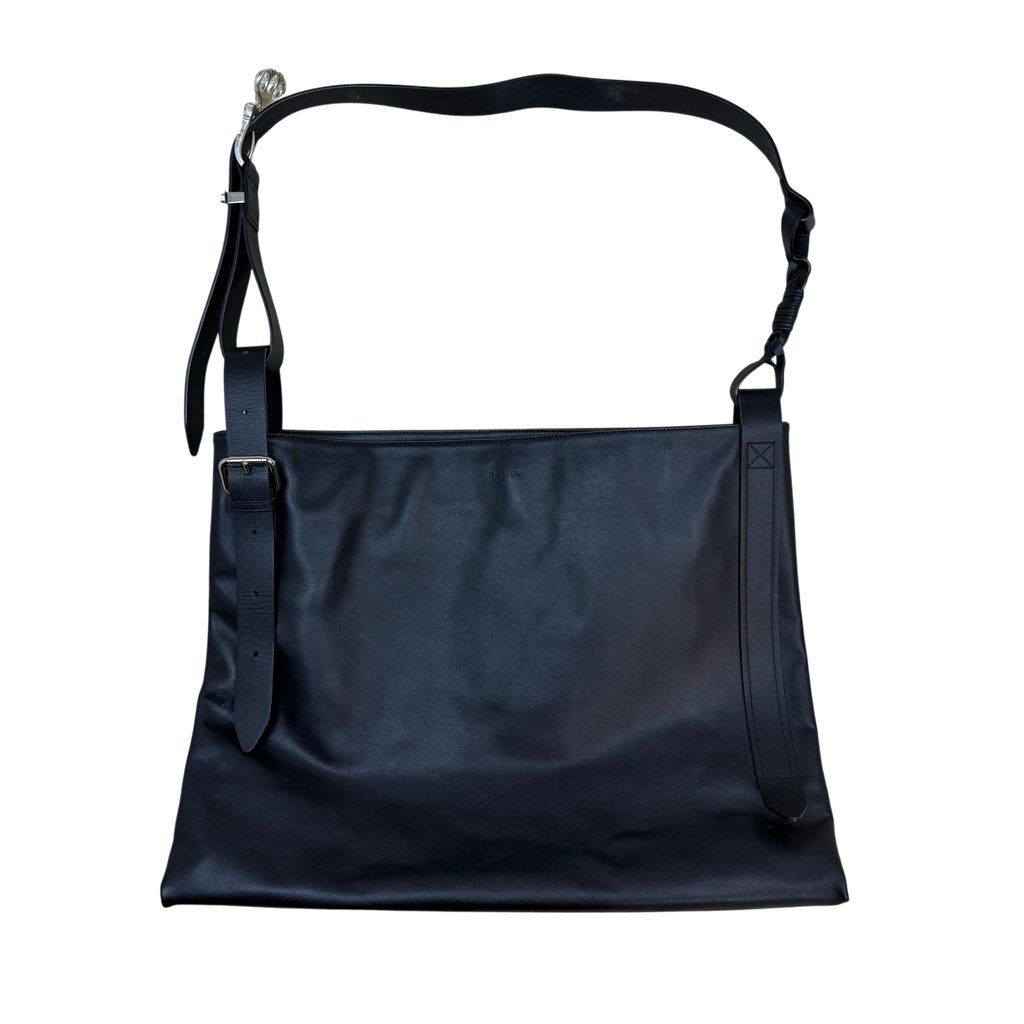 Nullus Calfskin Leather Knuckle Buckle Tote Bag Black