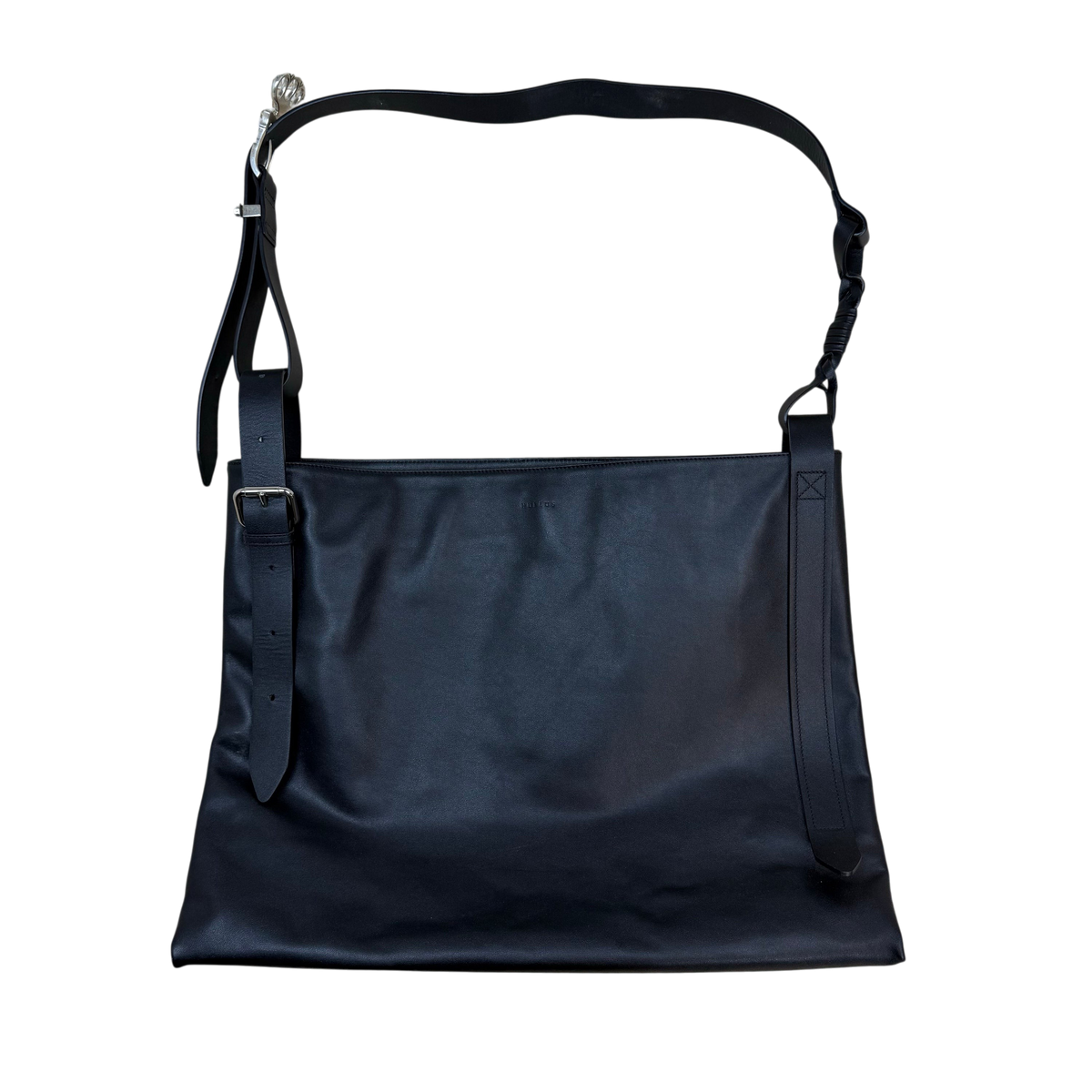 Nullus Calfskin Leather Knuckle Buckle Tote Bag Black