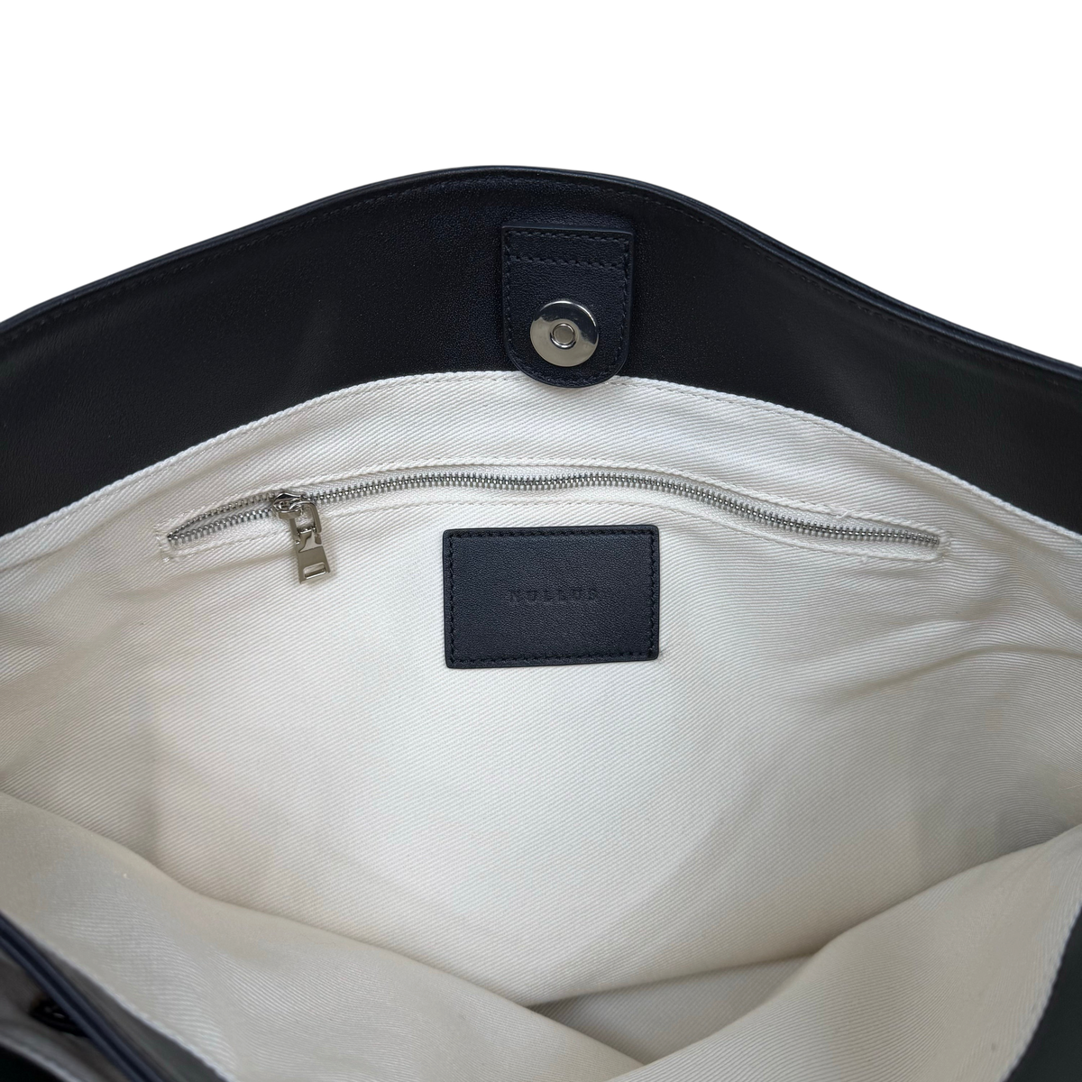 Nullus Calfskin Leather Knuckle Buckle Tote Bag Black