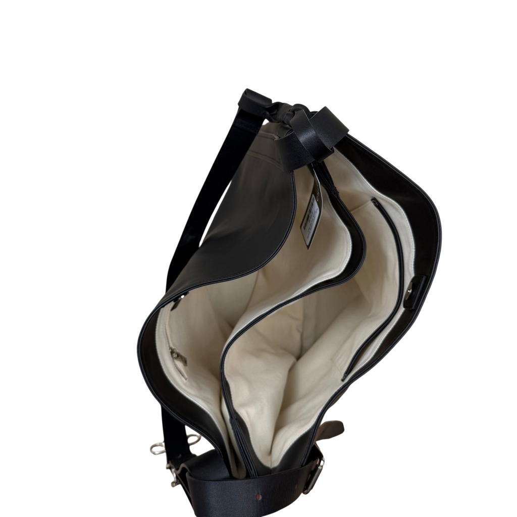Nullus Calfskin Leather Knuckle Buckle Tote Bag Black
