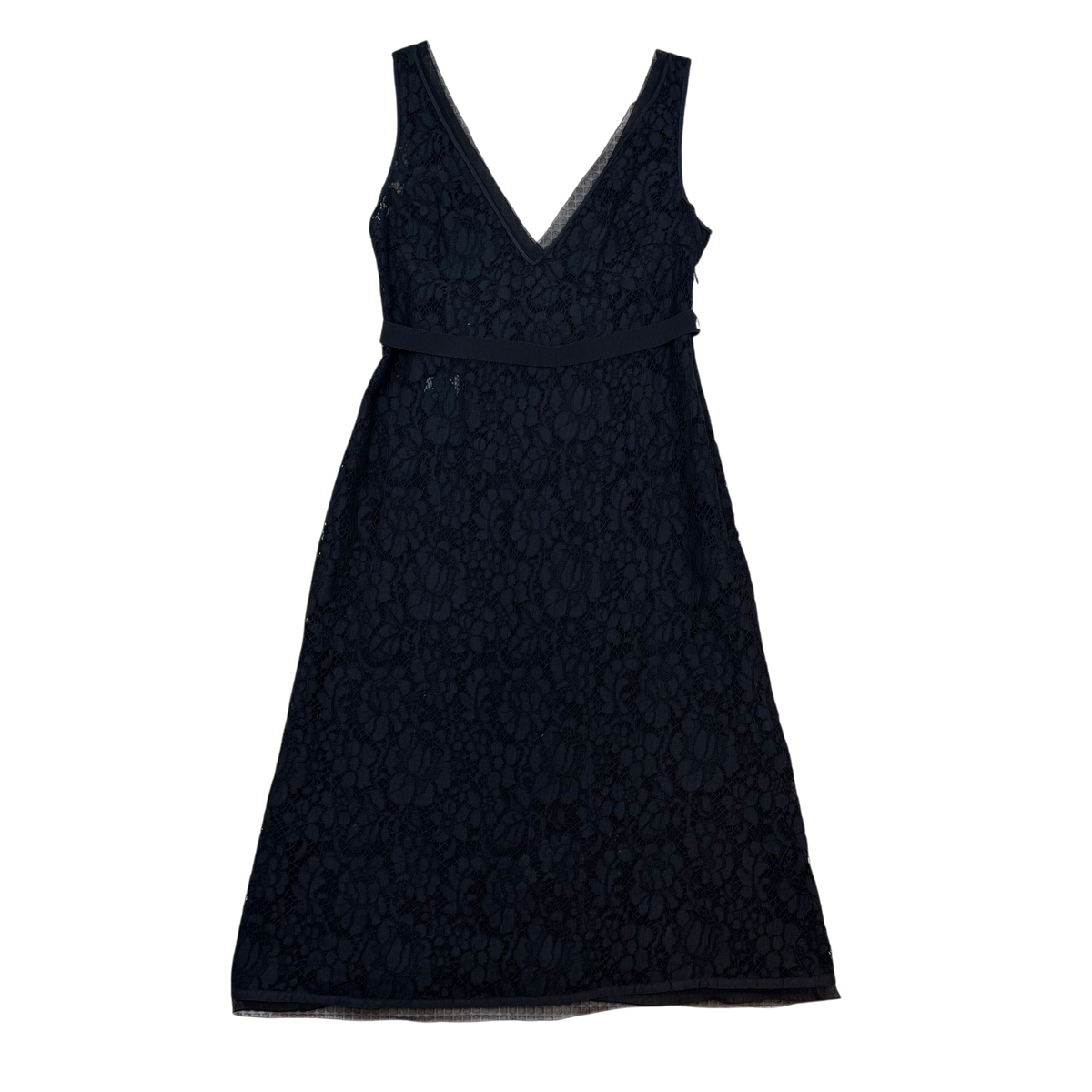 Prada FW08 Miuccia-Era Floral Lace Sleeveless Sheath Cocktail Dress Black (Size 44)