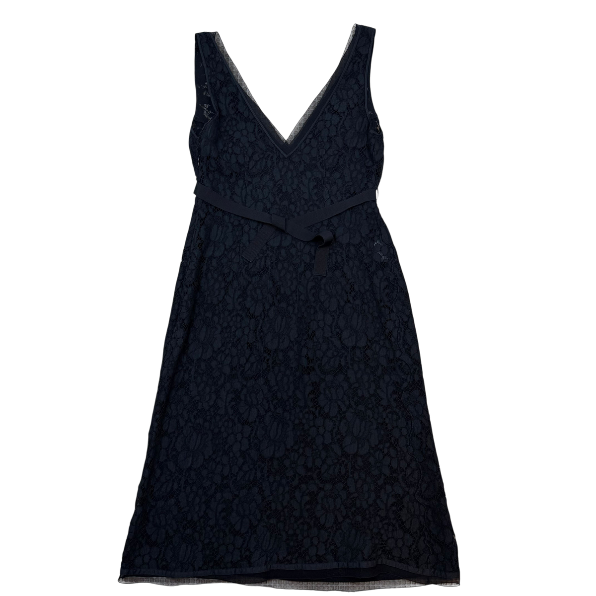 Prada FW08 Miuccia-Era Floral Lace Sleeveless Sheath Cocktail Dress Black (Size 44)