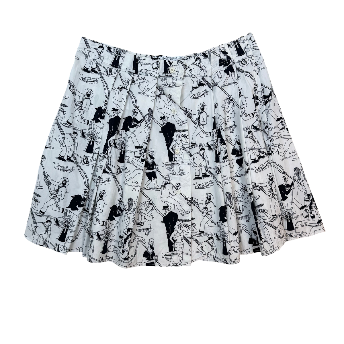 Prada x Christophe Chemin FW16 Sailor Skirt Black & White (Size 40)