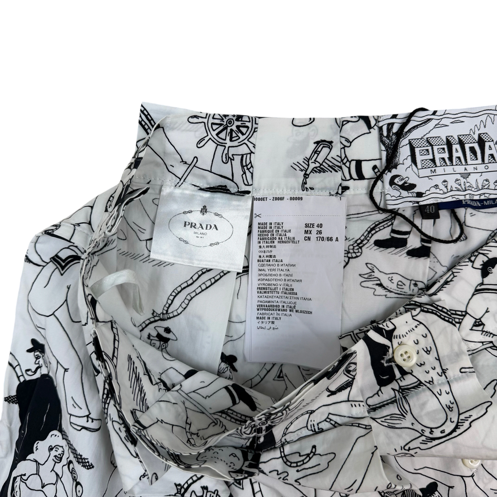 Prada x Christophe Chemin FW16 Sailor Skirt Black & White (Size 40)