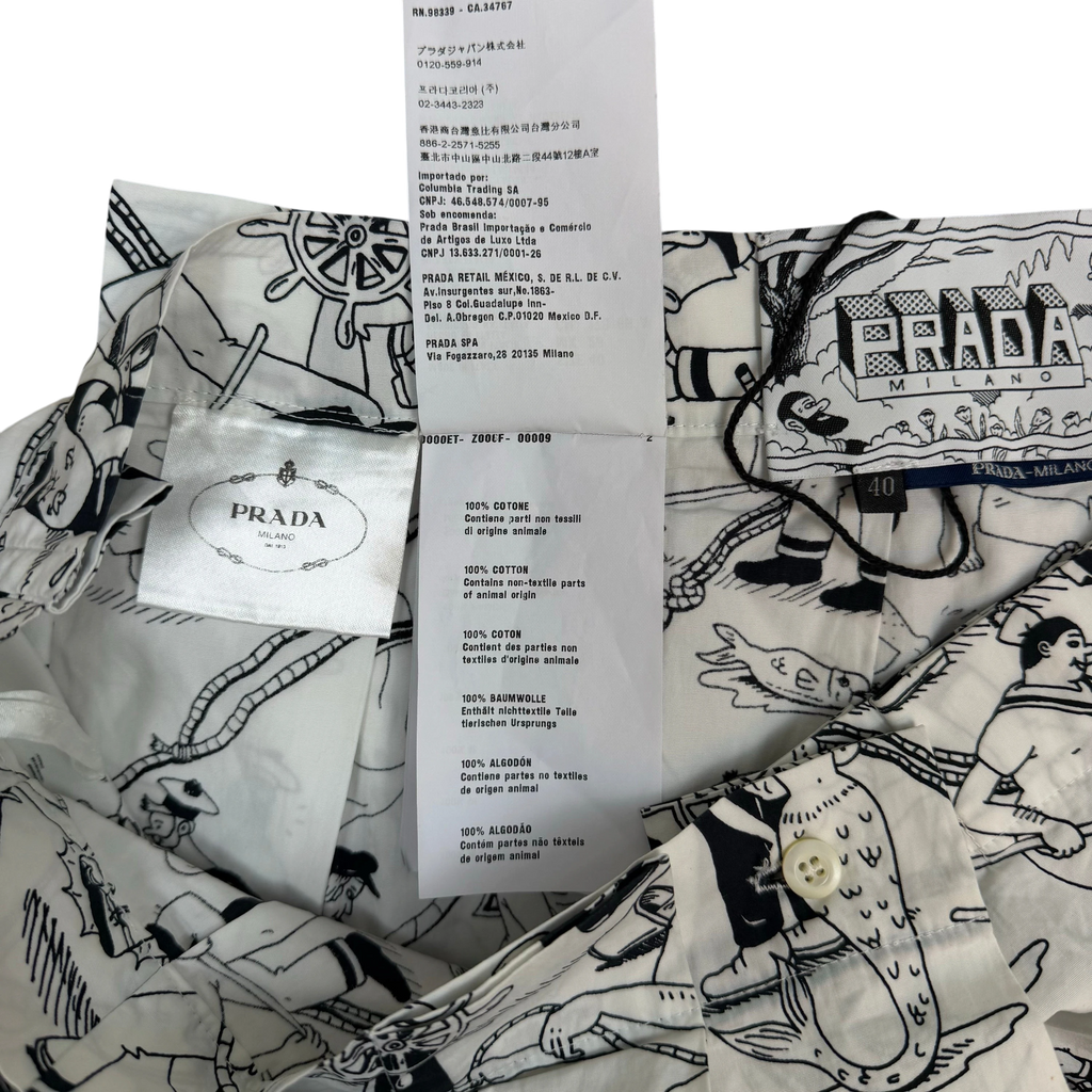 Prada x Christophe Chemin FW16 Sailor Skirt Black & White (Size 40)