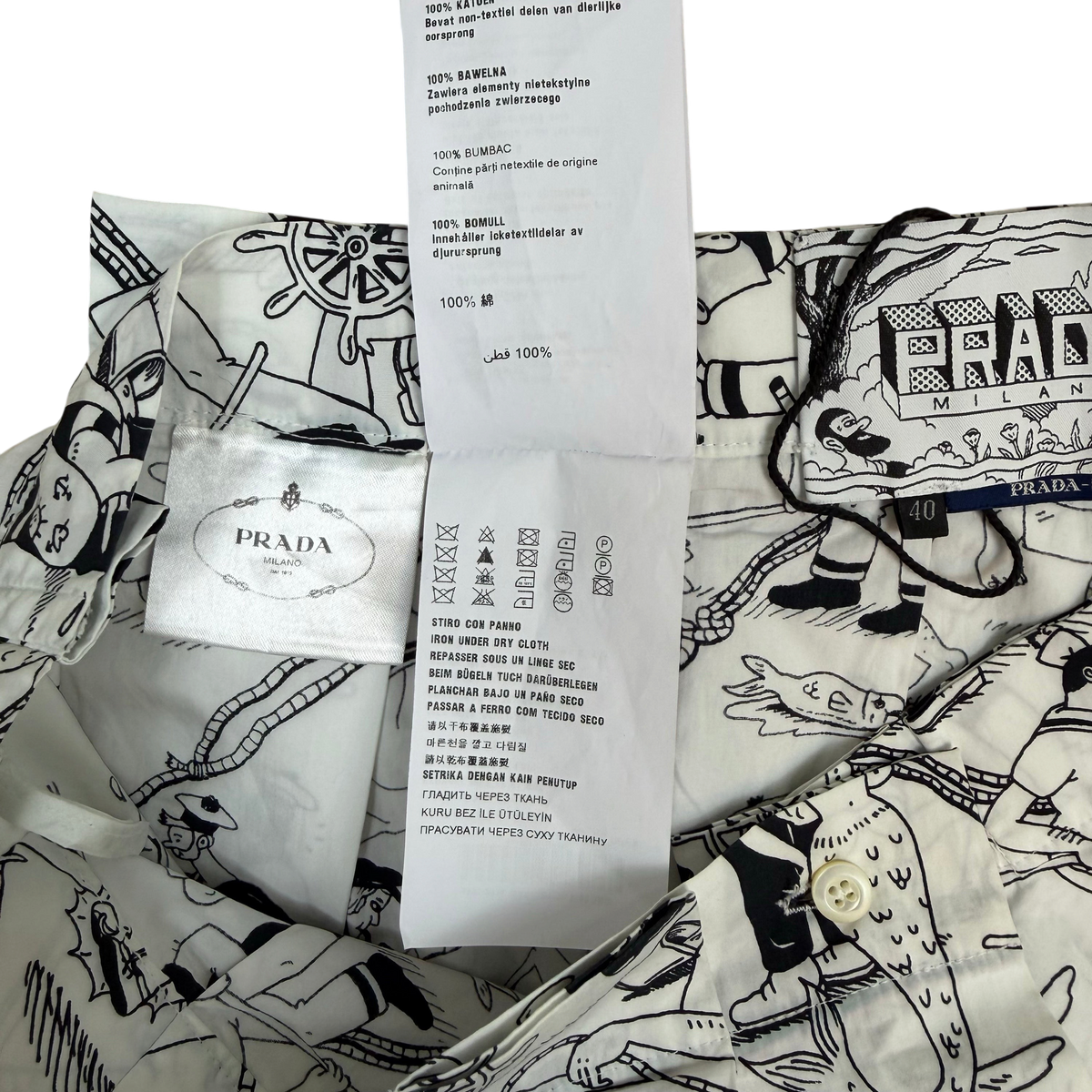 Prada x Christophe Chemin FW16 Sailor Skirt Black & White (Size 40)