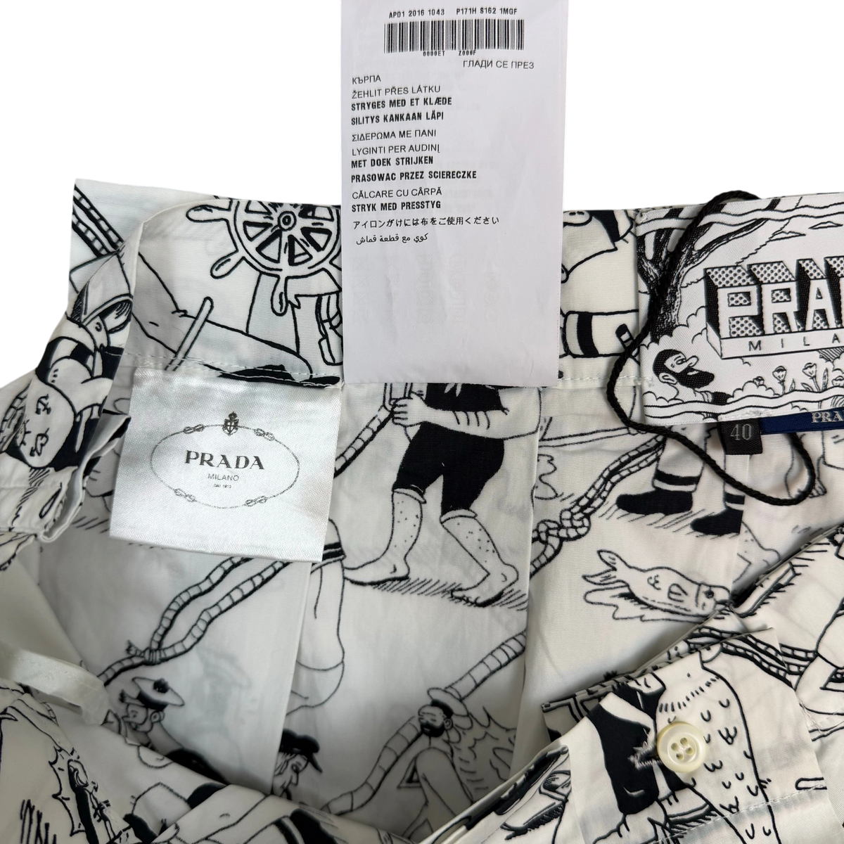 Prada x Christophe Chemin FW16 Sailor Skirt Black & White (Size 40)