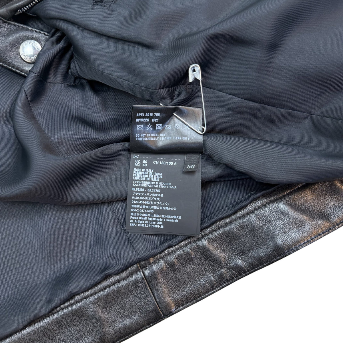 Prada Lambskin Leather Cafe Racer Moto Jacket Black (Size 50/L)