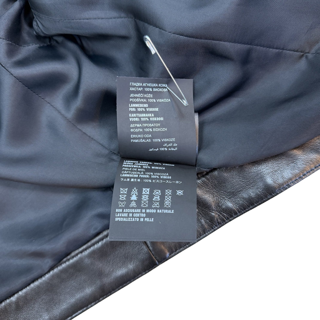 Prada Lambskin Leather Cafe Racer Moto Jacket Black (Size 50/L)