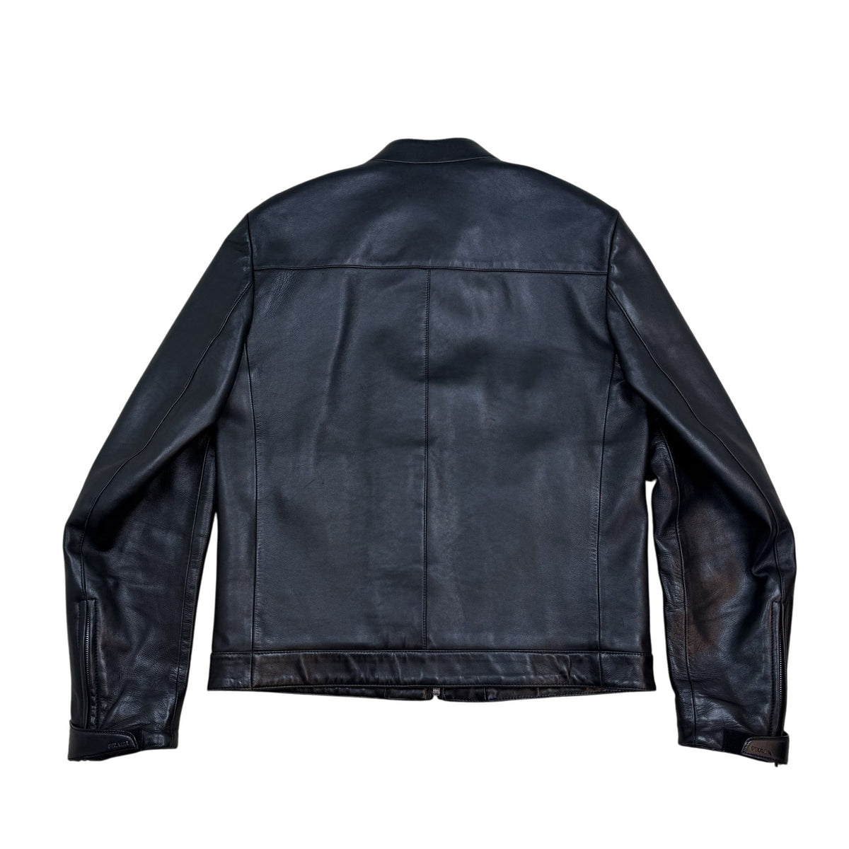 Prada Lambskin Leather Cafe Racer Moto Jacket Black (Size 50/L)