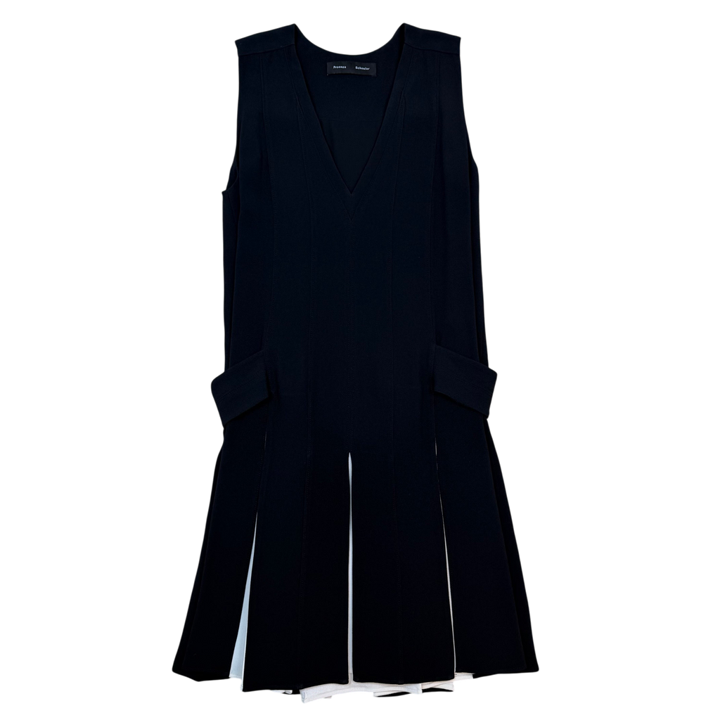 Proenza Schouler Pleated Mini Dress Black/White (Size 6)