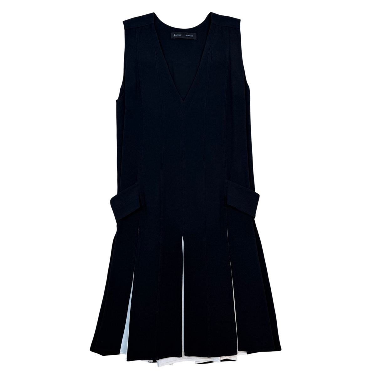Proenza Schouler Pleated Mini Dress Black/White (Size 6)