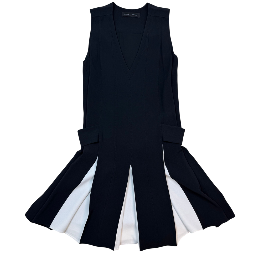 Proenza Schouler Pleated Mini Dress Black/White (Size 6)
