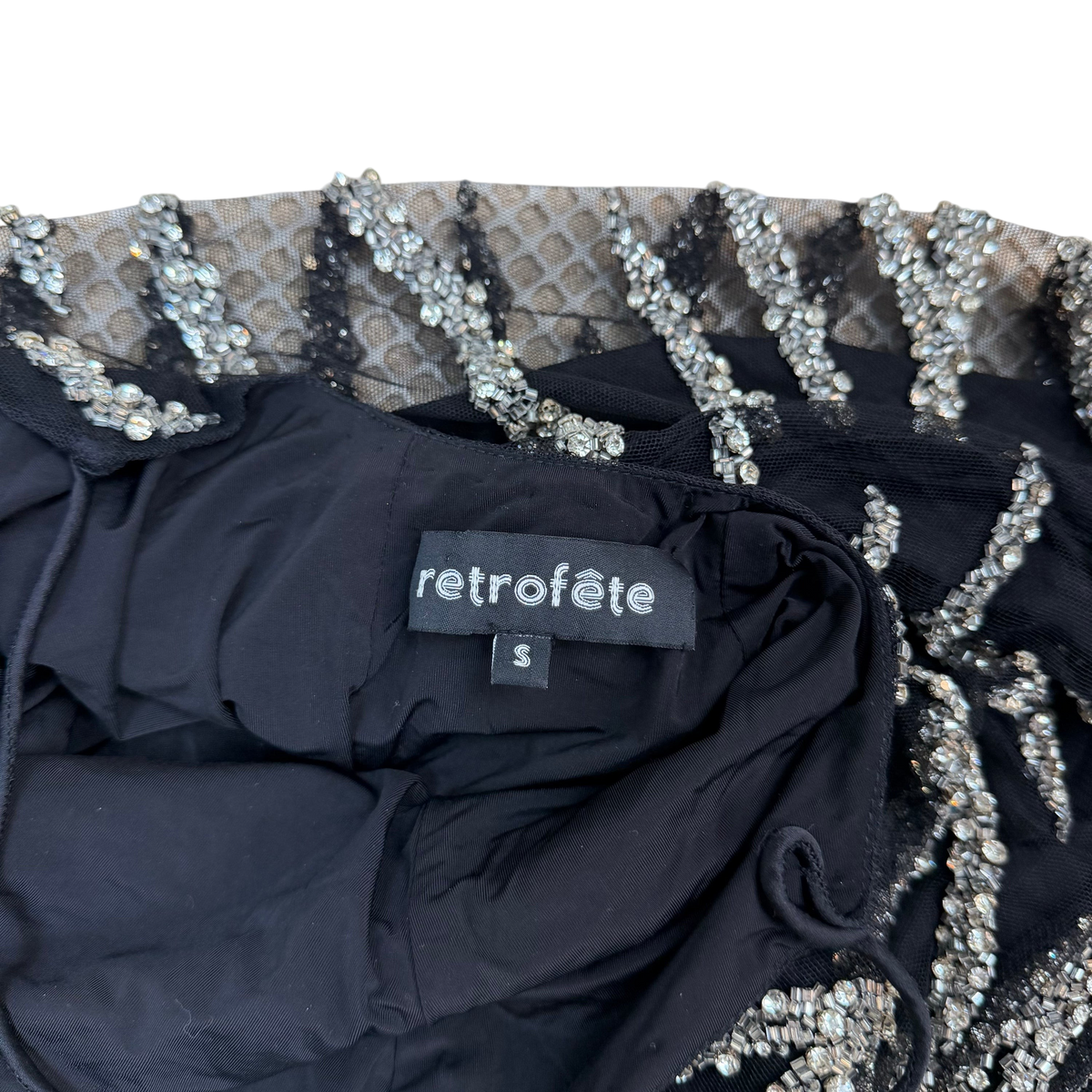 Retrofête Crystal Embellished Zebra Mini Dress Black (Size S)