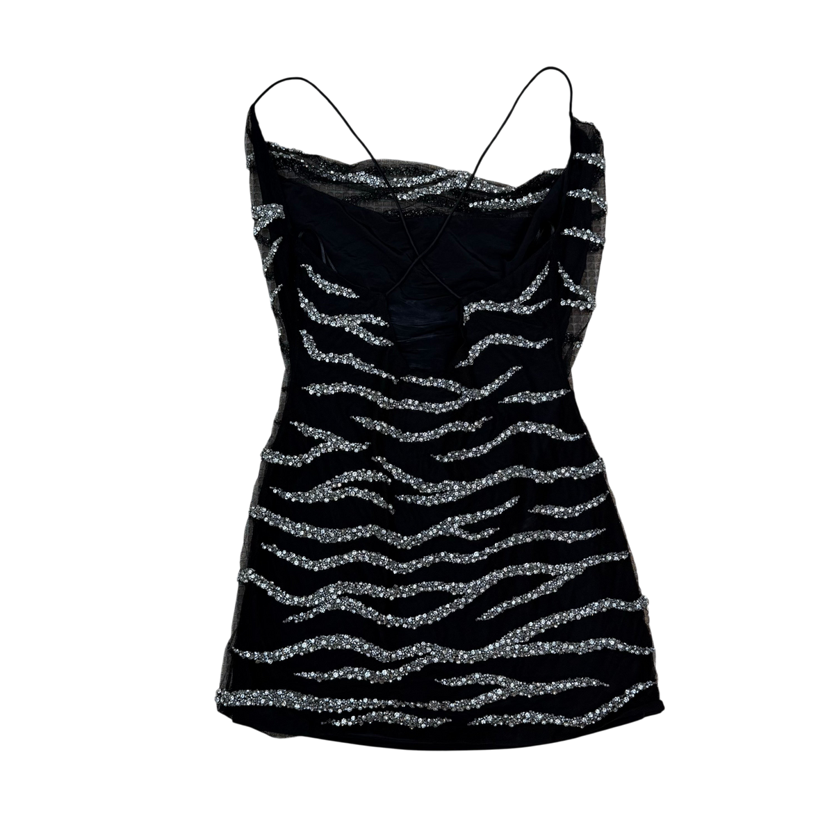 Retrofête Crystal Embellished Zebra Mini Dress Black (Size S)