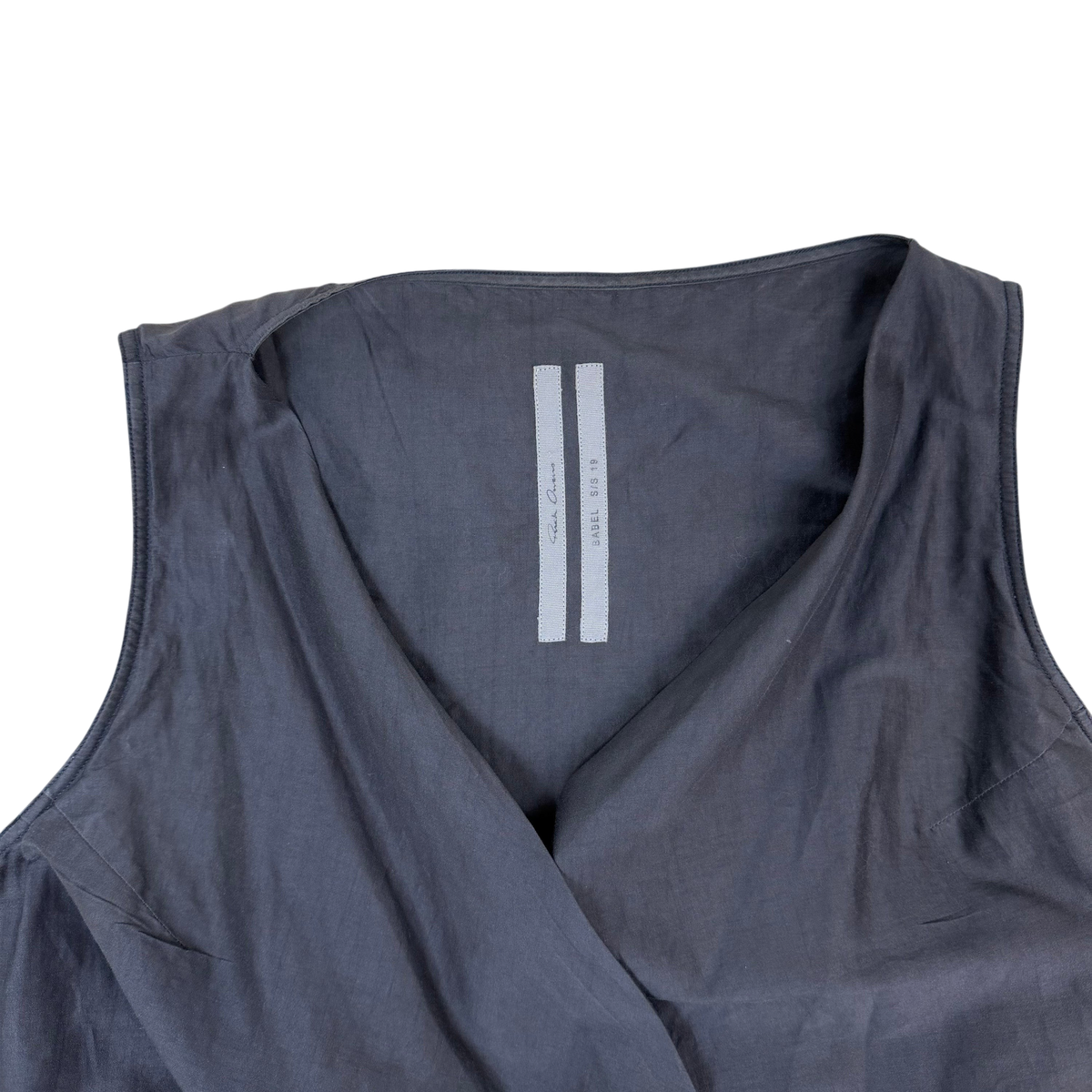 Rick Owens SS19 Babel Cotton Silk Wrap Dress ‘BluJay’ Grey (Size 46)