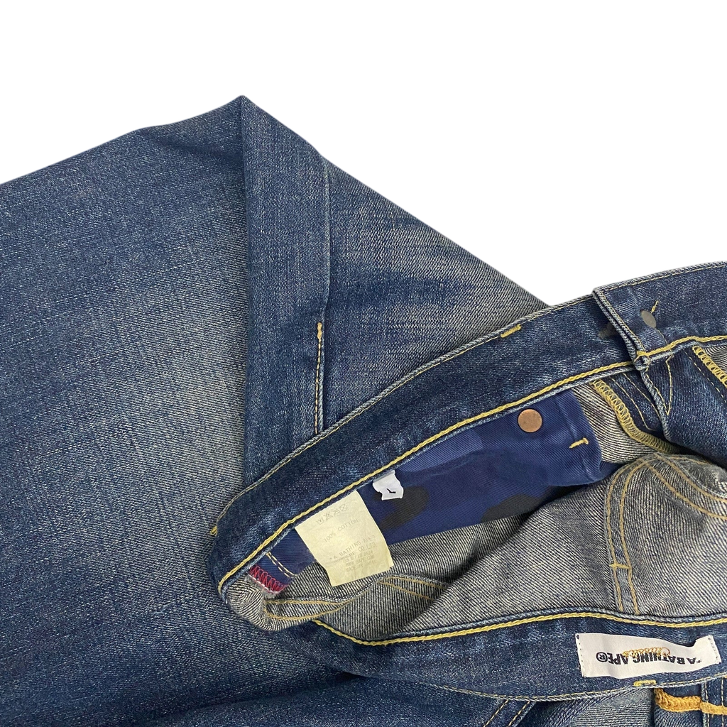 Bape Sta 00s Logo Embroidered Denim Shorts Blue (Fits 36")