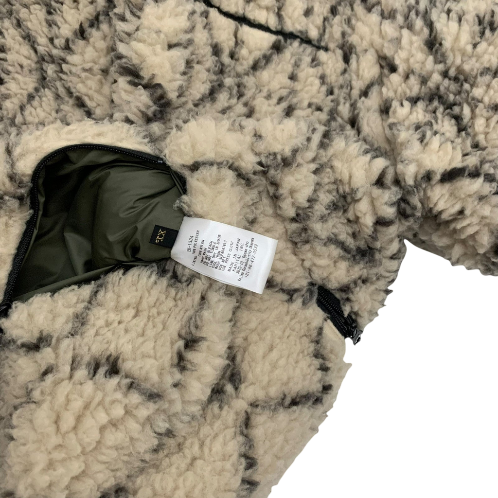 Kapital Do-Gi Sashiko Reversible Boa Fleece Jacket ‘Ecru’ (Size XL)