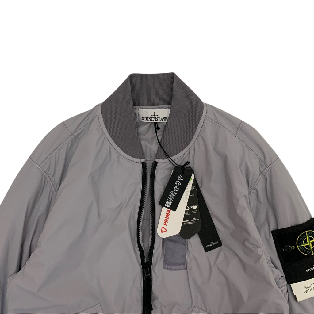 Stone Island Garment-Dyed Skin Touch Nylon Bomber Jacket Grey (Fits S-M)