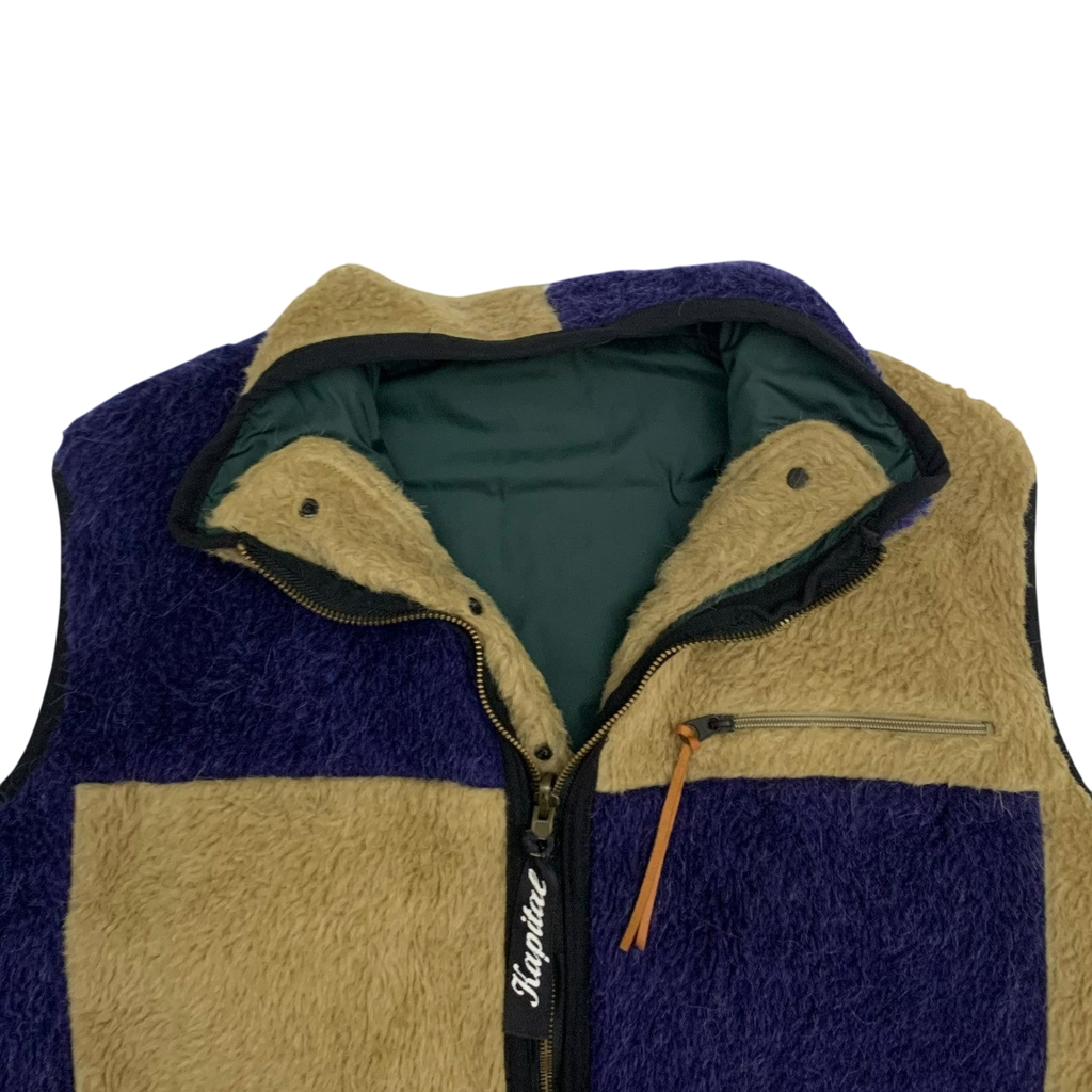 Kapital Reversible Wool Boa Fleece Colour Block Vest (Size S)