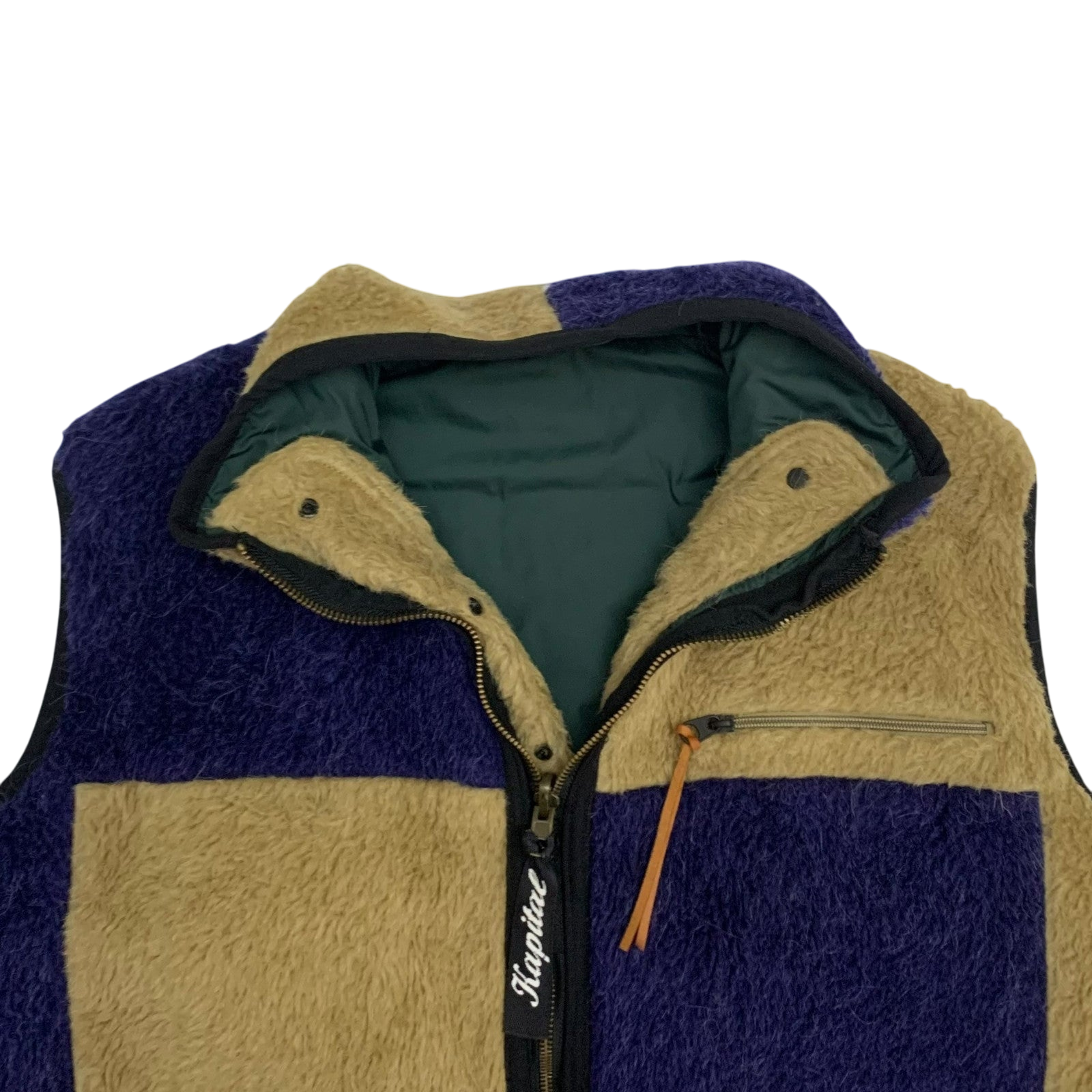 Kapital Reversible Wool Boa Fleece Colour Block Vest (Size S)