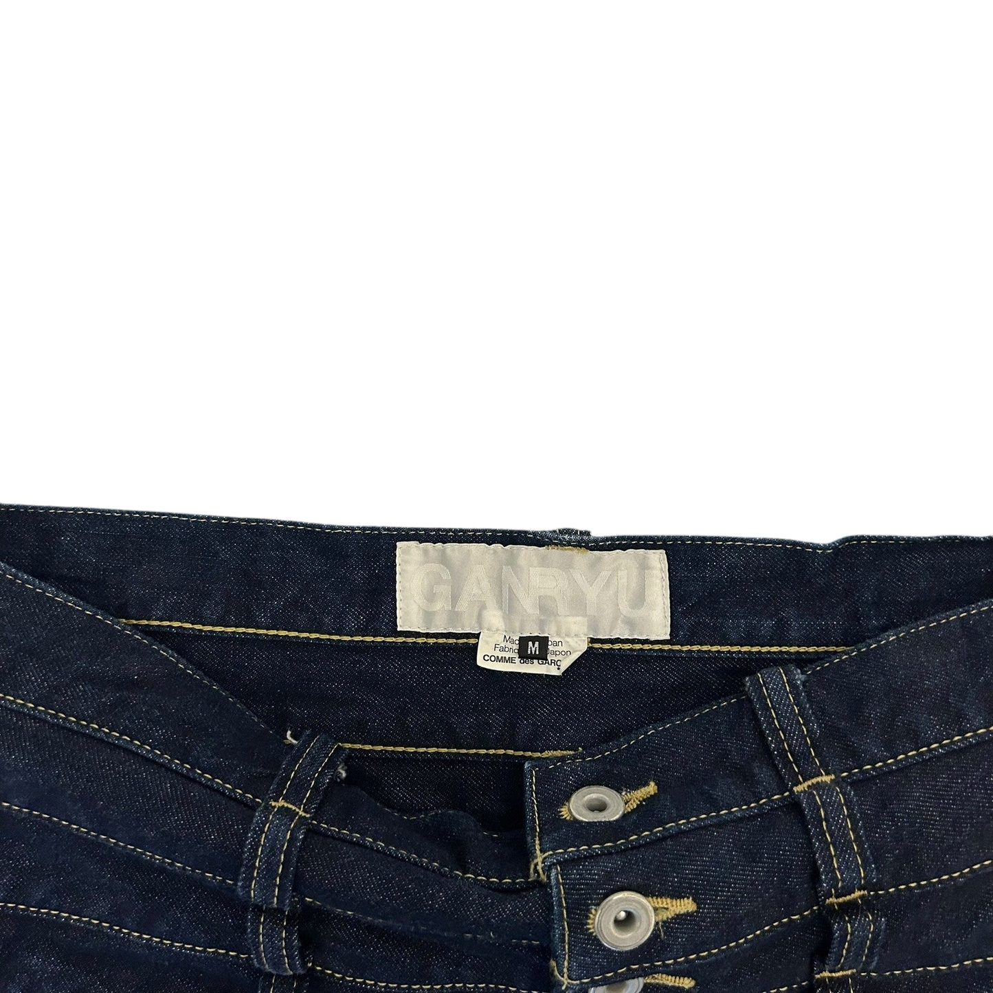 Ganryu AW12 Quintuple Waistband’ Stacked Wide Cut Jeans (Fits 36")