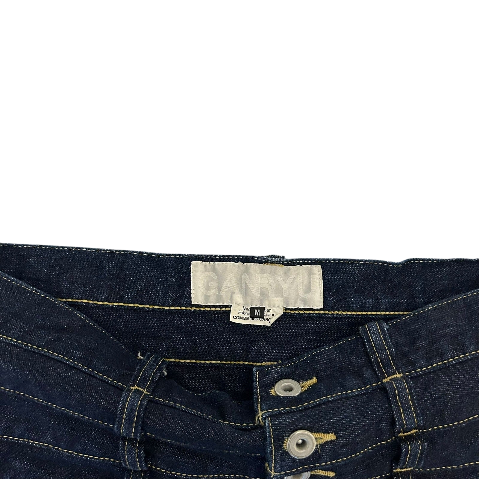 Ganryu AW12 Quintuple Waistband’ Stacked Wide Cut Jeans (Fits 36")