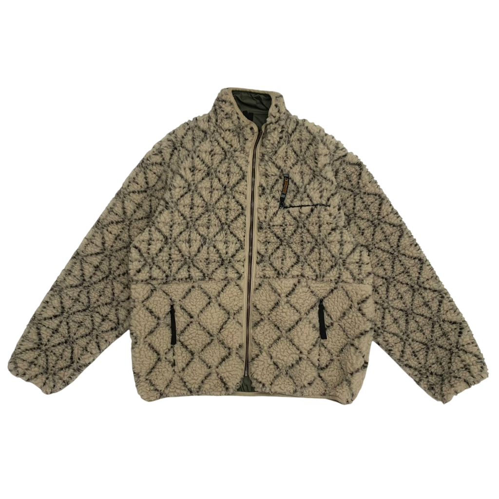 Kapital Do-Gi Sashiko Reversible Boa Fleece Jacket ‘Ecru’ (Size XL)