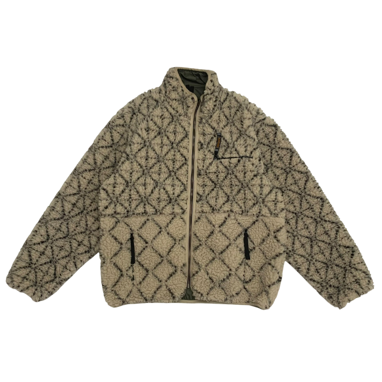 Kapital Do-Gi Sashiko Reversible Boa Fleece Jacket ‘Ecru’ (Size XL)