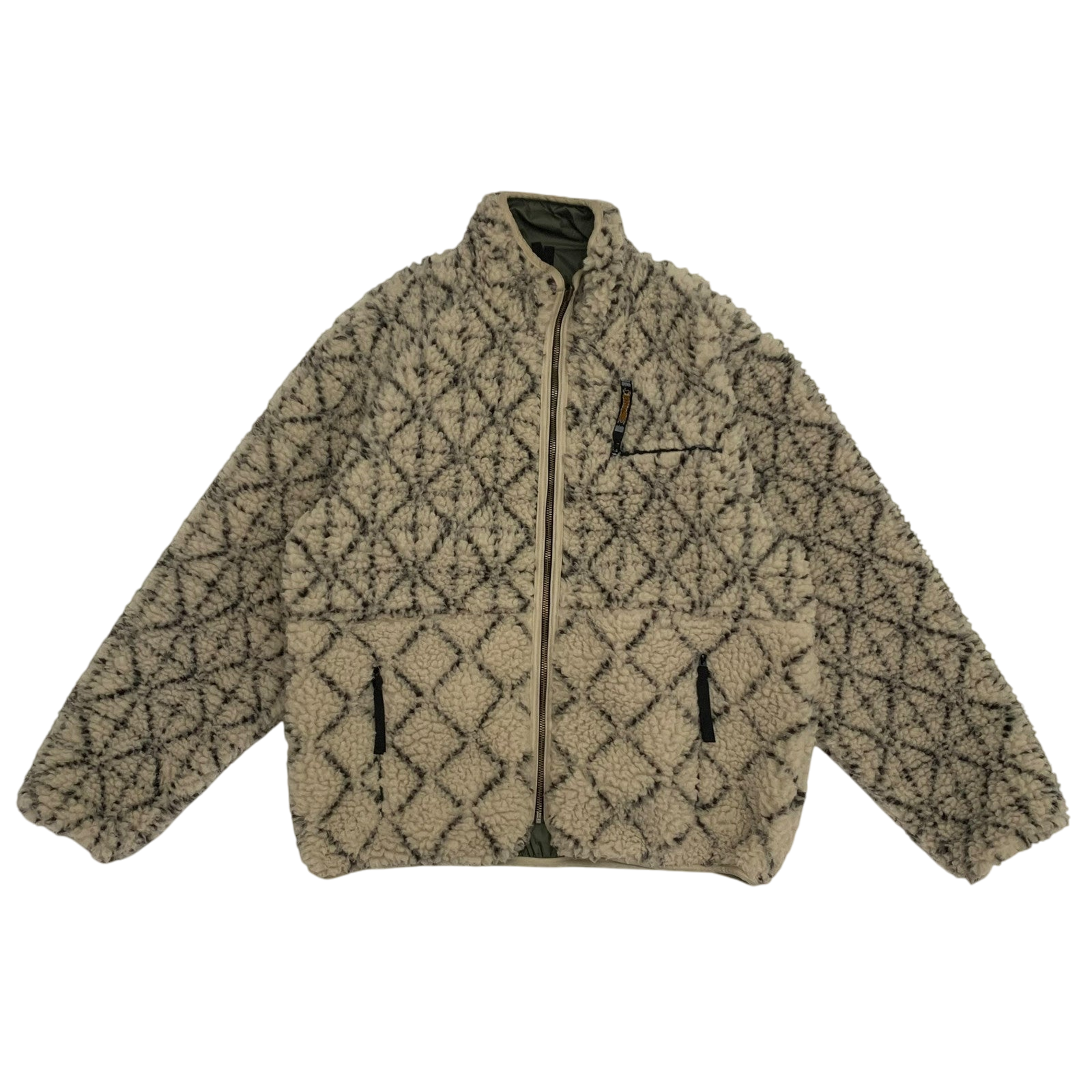 Kapital Do-Gi Sashiko Reversible Boa Fleece Jacket ‘Ecru’ (Size XL)