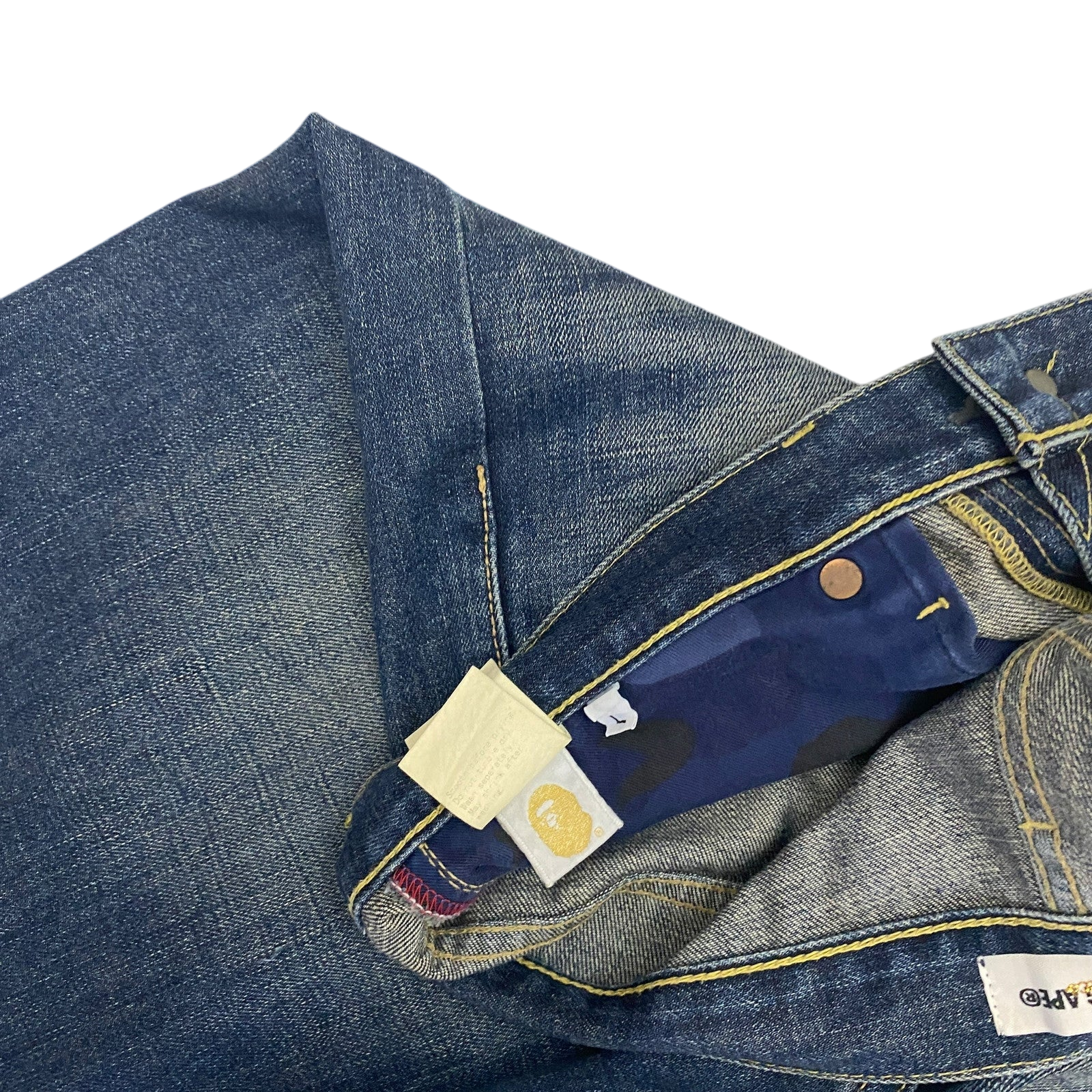 Bape Sta 00s Logo Embroidered Denim Shorts Blue (Fits 36")