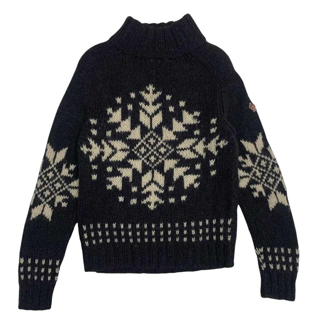 Moncler Vintage Graphic Wool Knit Sweatshirt Navy (Size M womens)