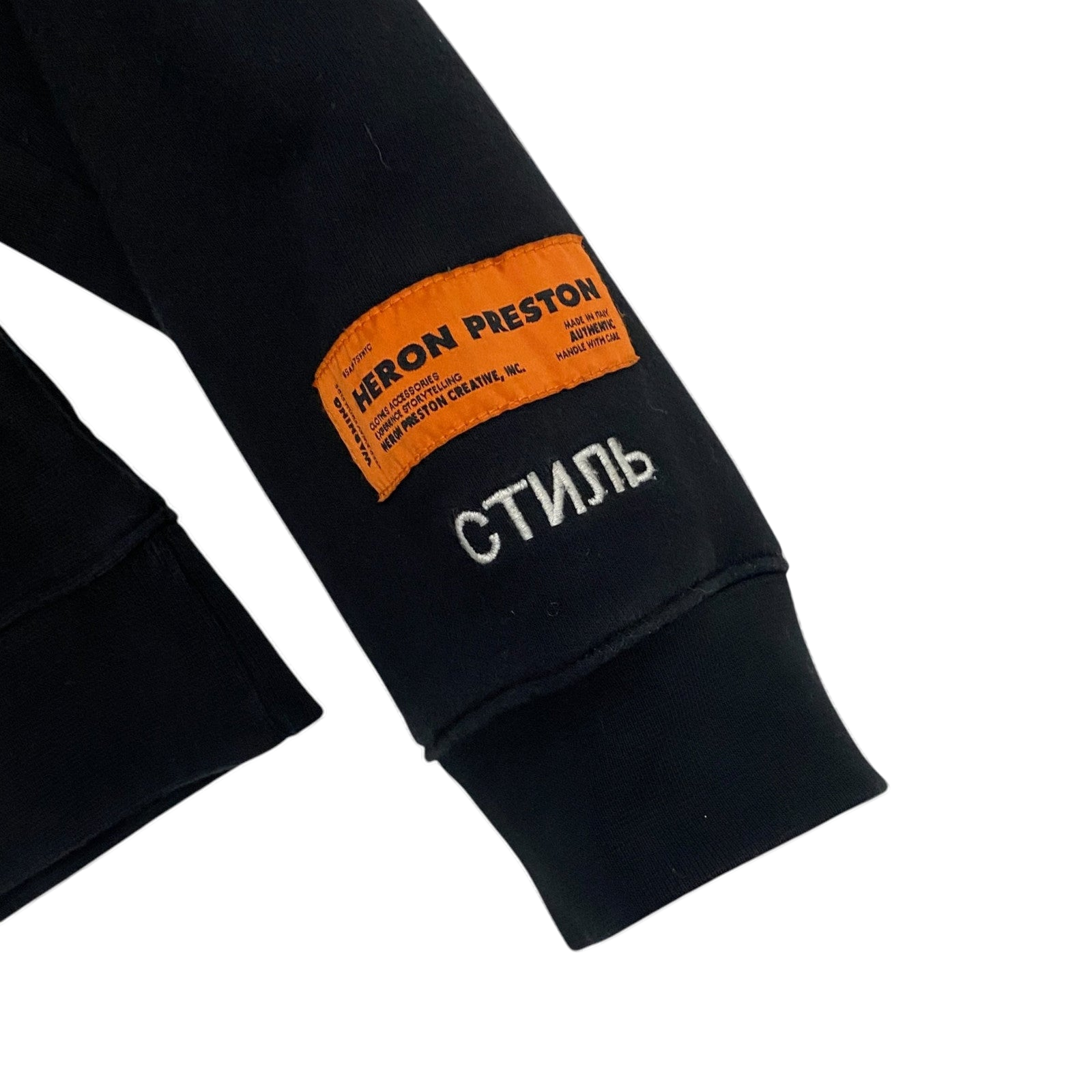 Heron Preston White HeronCrewneck Sweatshirt Black (fits L-XL)