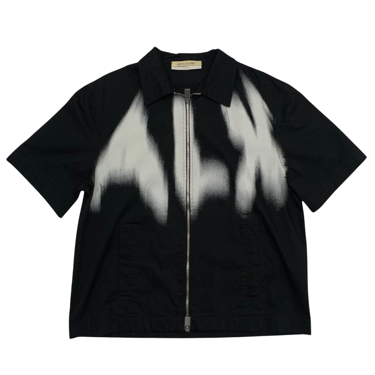 1017 ALYX 9SM Phantom Logo Short Sleeve Zip Shirt Black (Fits L-XL)