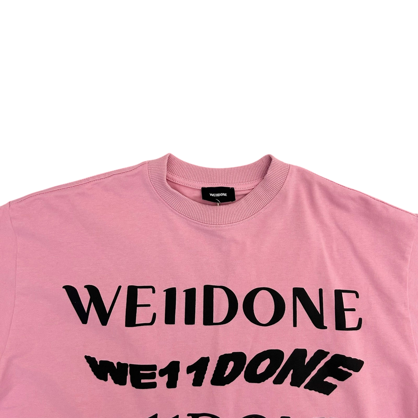 WE11DONE Classic Embroidered Logo T-Shirt Pink (Fits L)
