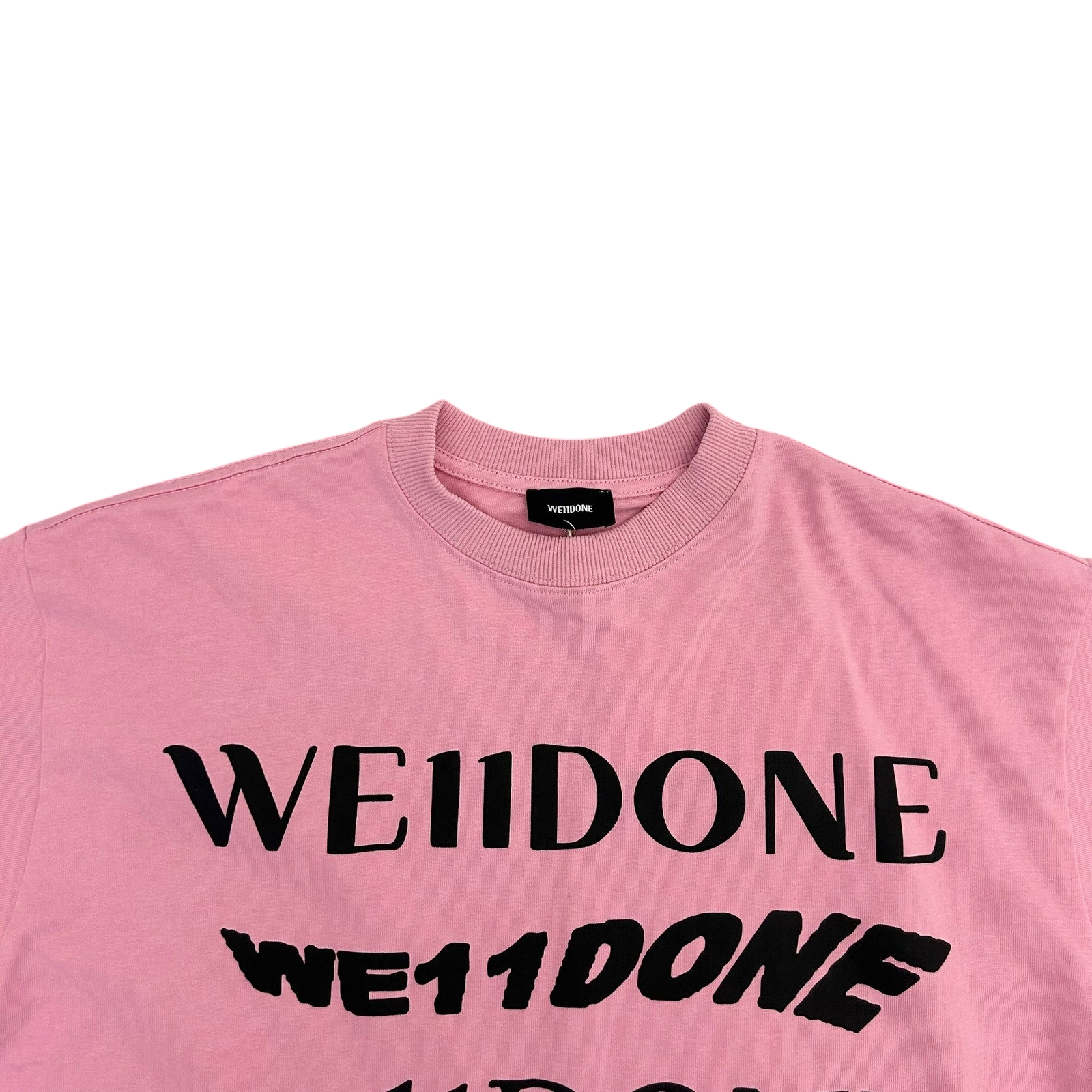 WE11DONE Classic Embroidered Logo T-Shirt Pink (Fits L)
