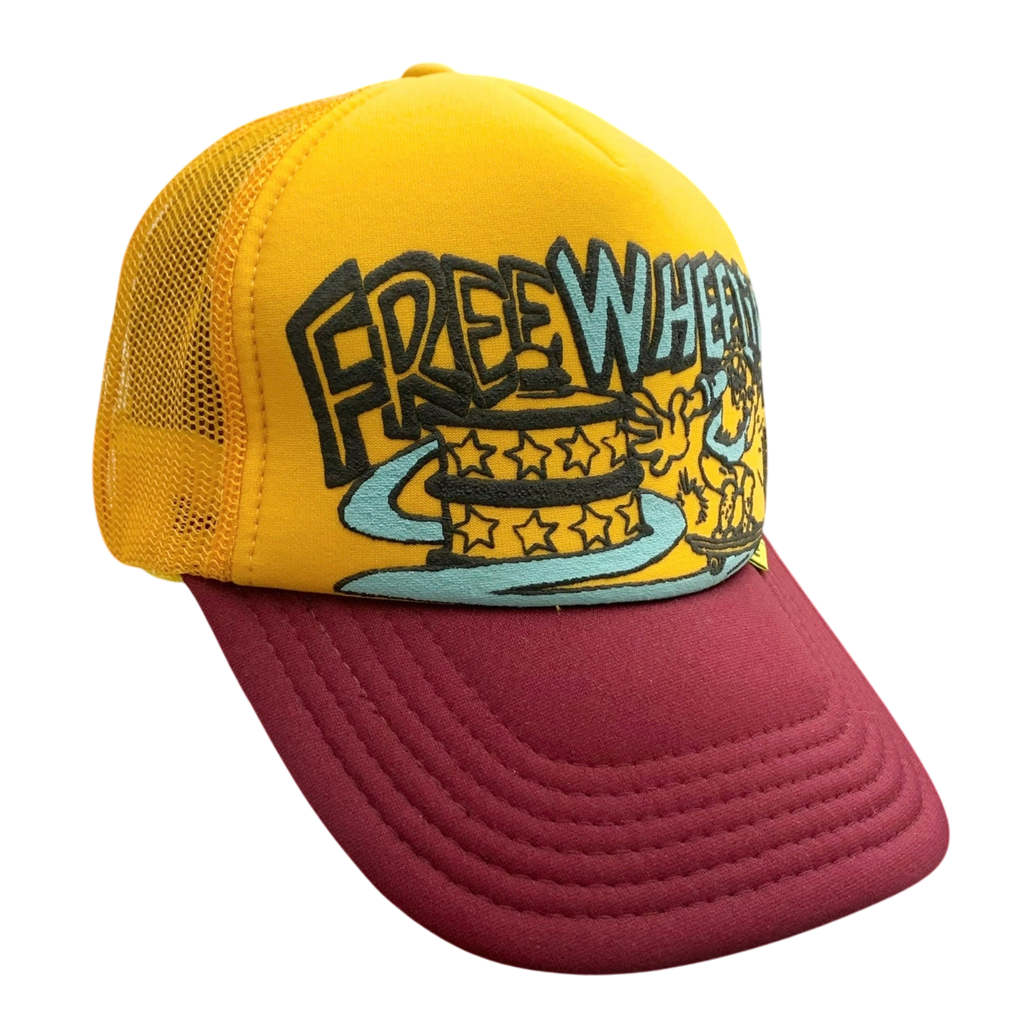 Kapital ‘Free Wheelin’ Trucker Cap Yellow/Burgundy