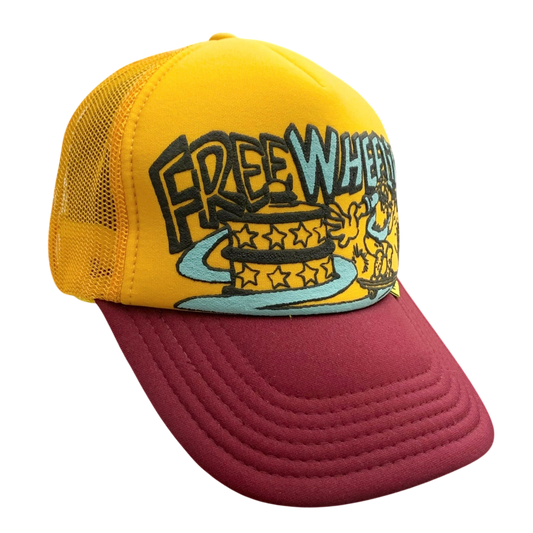 Kapital ‘Free Wheelin’ Trucker Cap Yellow/Burgundy