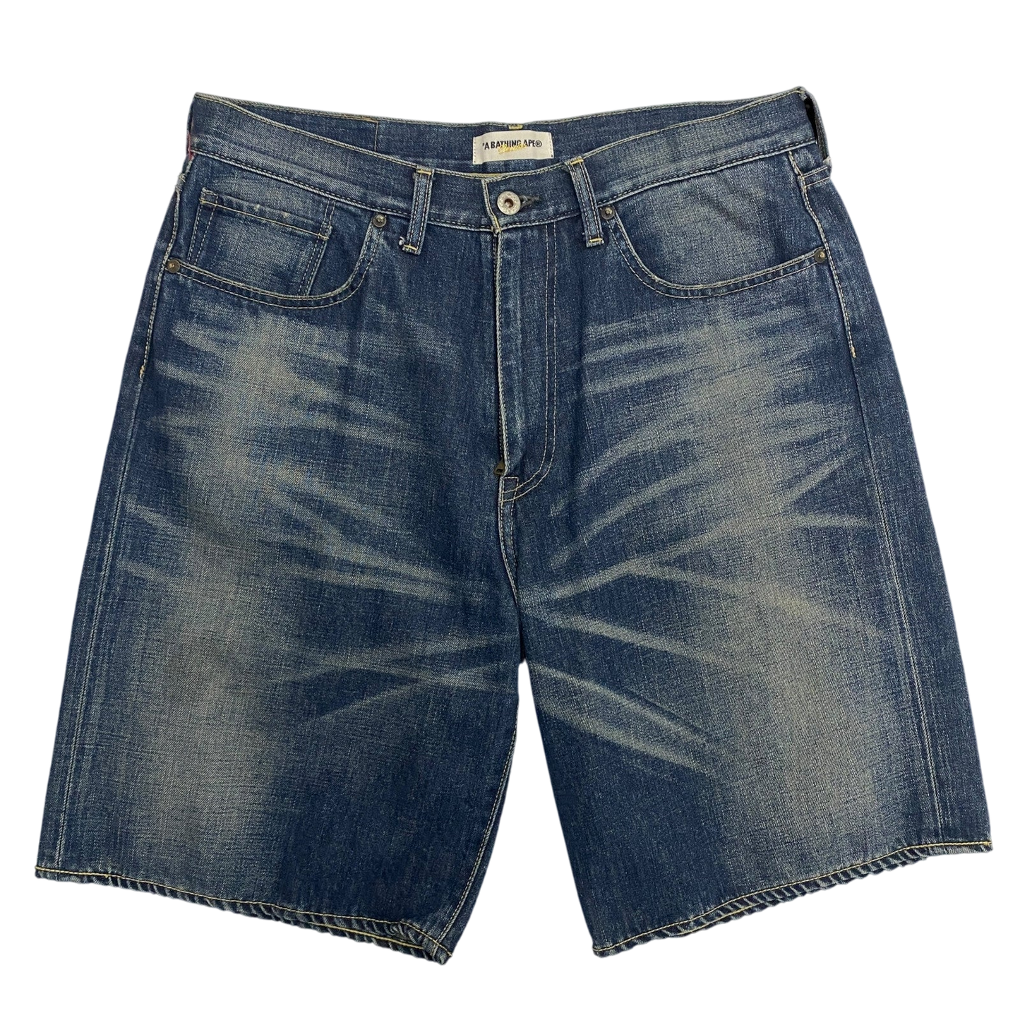 Bape Sta 00s Logo Embroidered Denim Shorts Blue (Fits 36")