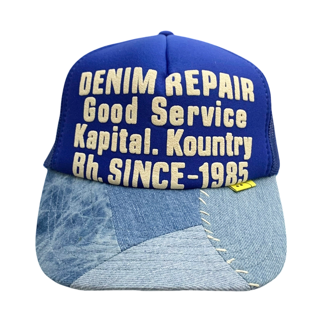 Kapital ‘Denim Repair Service' Denim Reconstruction Trucker Cap Blue/Light blue