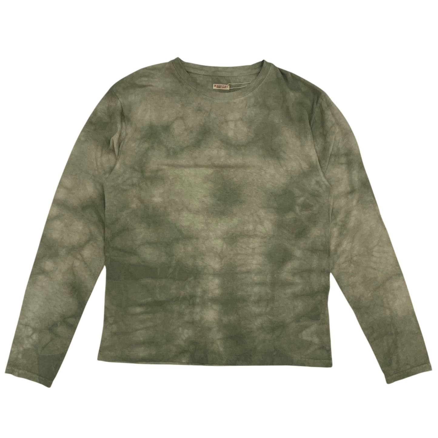 Kapital Tenjiku Uneven Dip Dye Crulon Long-Sleeve Tee Khaki (Fits M)