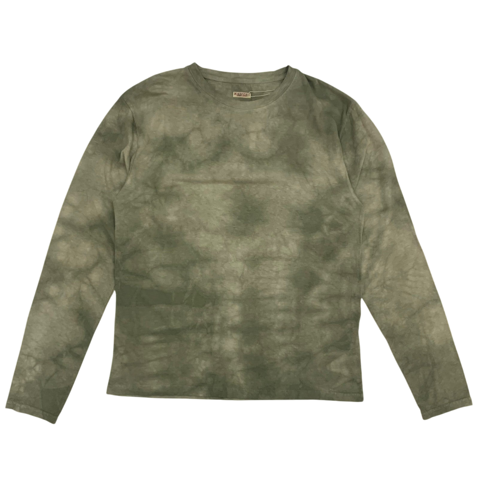 Kapital Tenjiku Uneven Dip Dye Crulon Long-Sleeve Tee Khaki (Fits M)