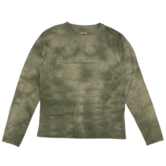 Kapital Tenjiku Uneven Dip Dye Crulon Long-Sleeve Tee Khaki (Fits M)